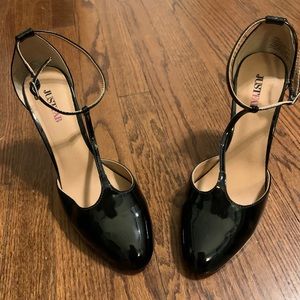 Black Patent Leather Strappy Heels